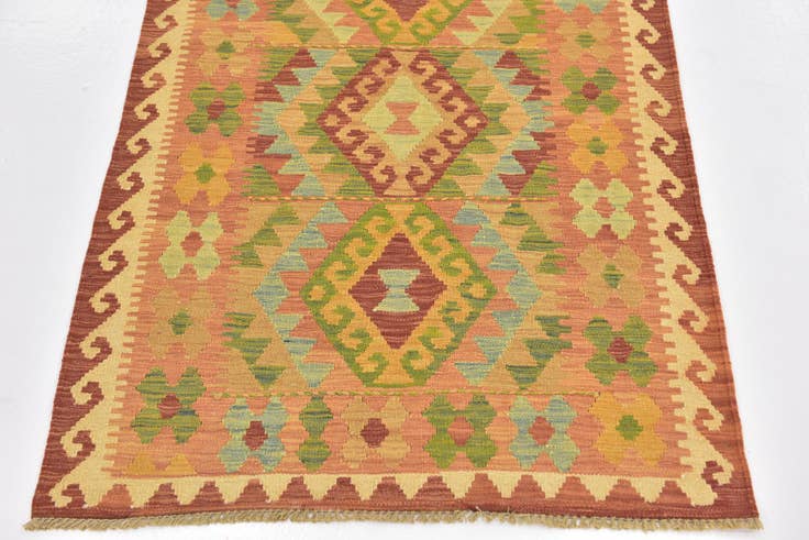 Detail image of 2' 10 x 4' 3 Hand Woven Kilim Waziri Wool Rug