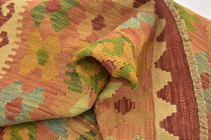 2' 10 x 4' 3 Hand Woven Kilim Waziri Wool Rug