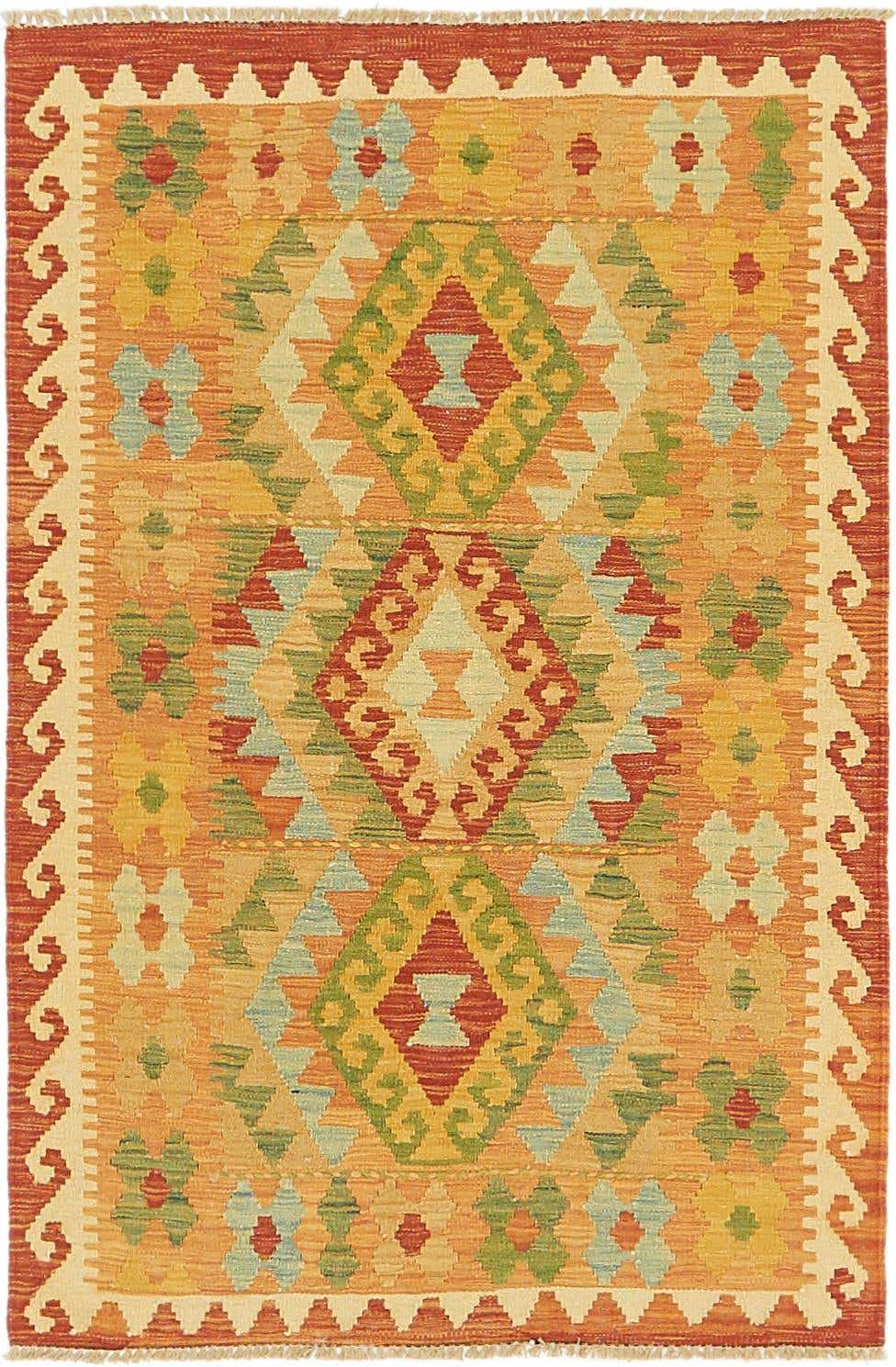 2' 10 x 4' 3 Hand Woven Kilim Waziri Wool Rug