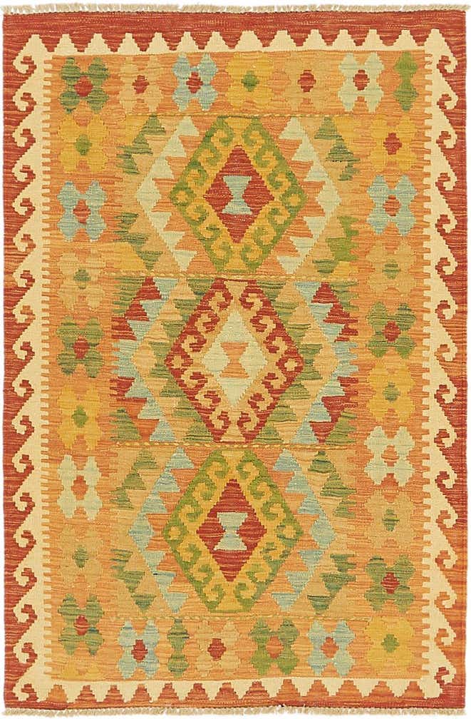 2' 10 x 4' 3 Hand Woven Kilim Waziri Wool Rug