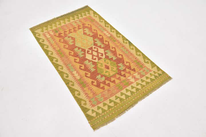 2' 7 x 4' 4 Hand Woven Kilim Waziri Wool Rug