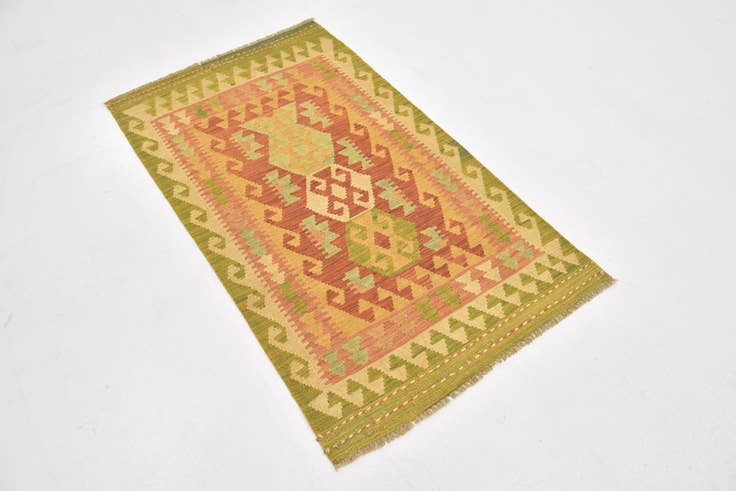 Detail image of 2' 7 x 4' 4 Hand Woven Kilim Waziri Wool Rug