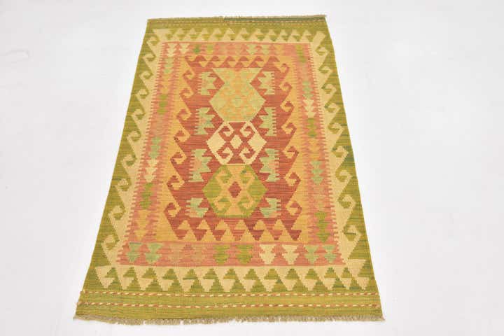 2' 7 x 4' 4 Hand Woven Kilim Waziri Wool Rug