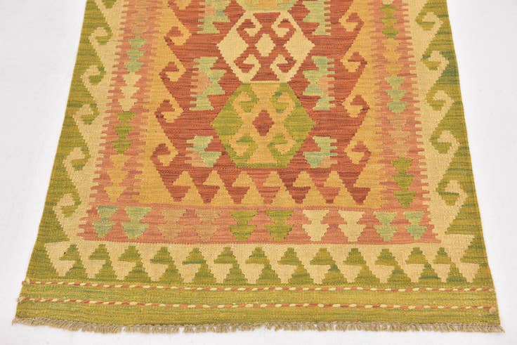 Detail image of 2' 7 x 4' 4 Hand Woven Kilim Waziri Wool Rug