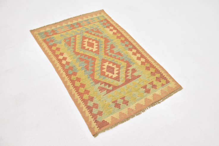 Detail image of 2' 8 x 4' 2 Hand Woven Kilim Waziri Wool Rug