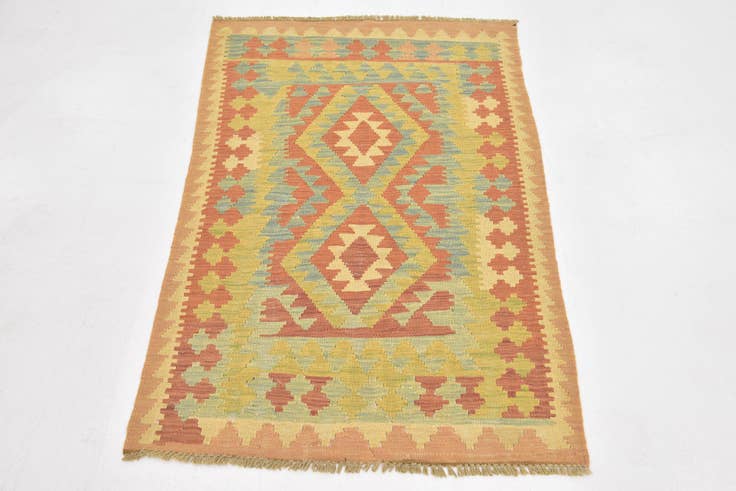 Detail image of 2' 8 x 4' 2 Hand Woven Kilim Waziri Wool Rug