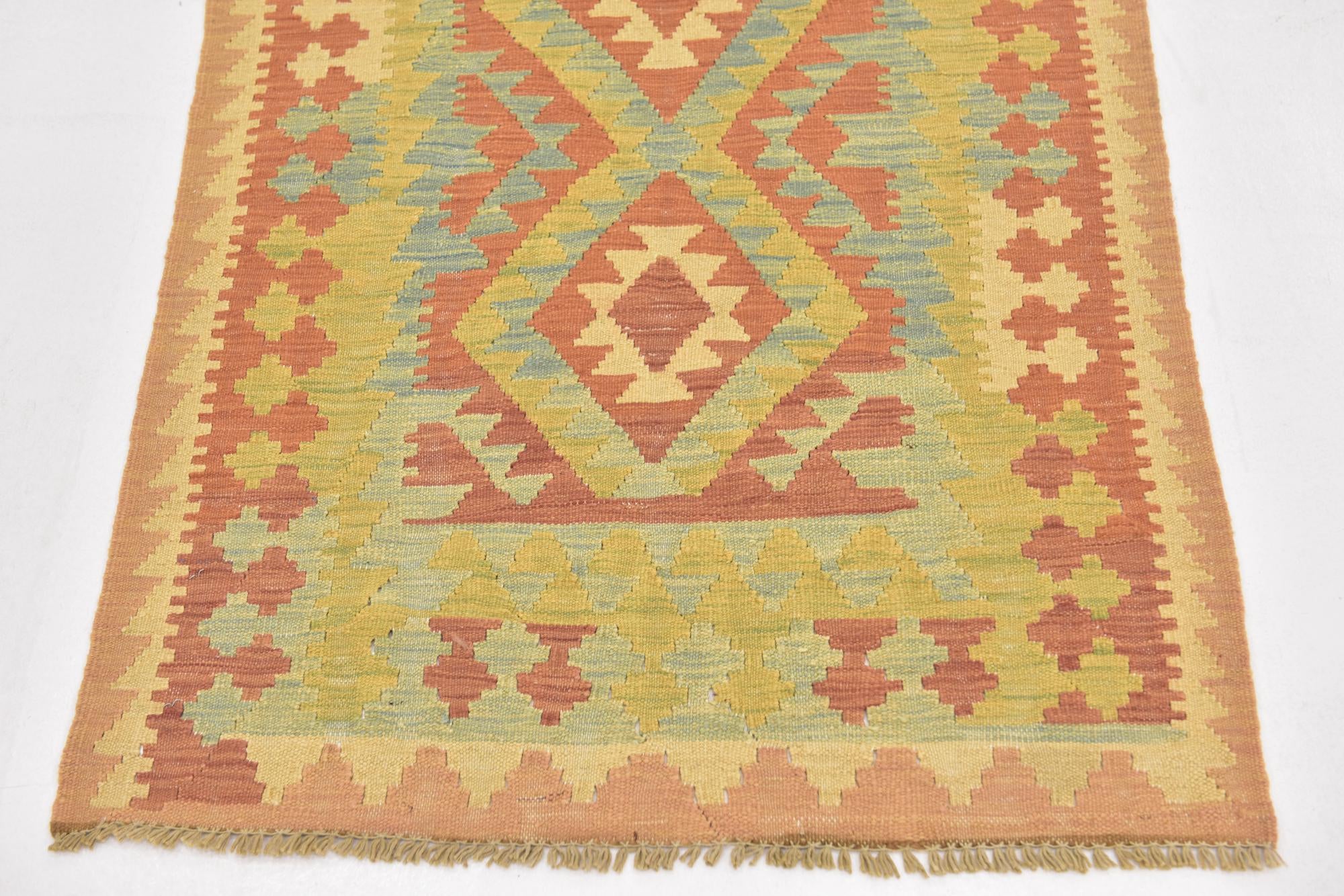 2' 8 x 4' 2 Hand Woven Kilim Waziri Wool Rug