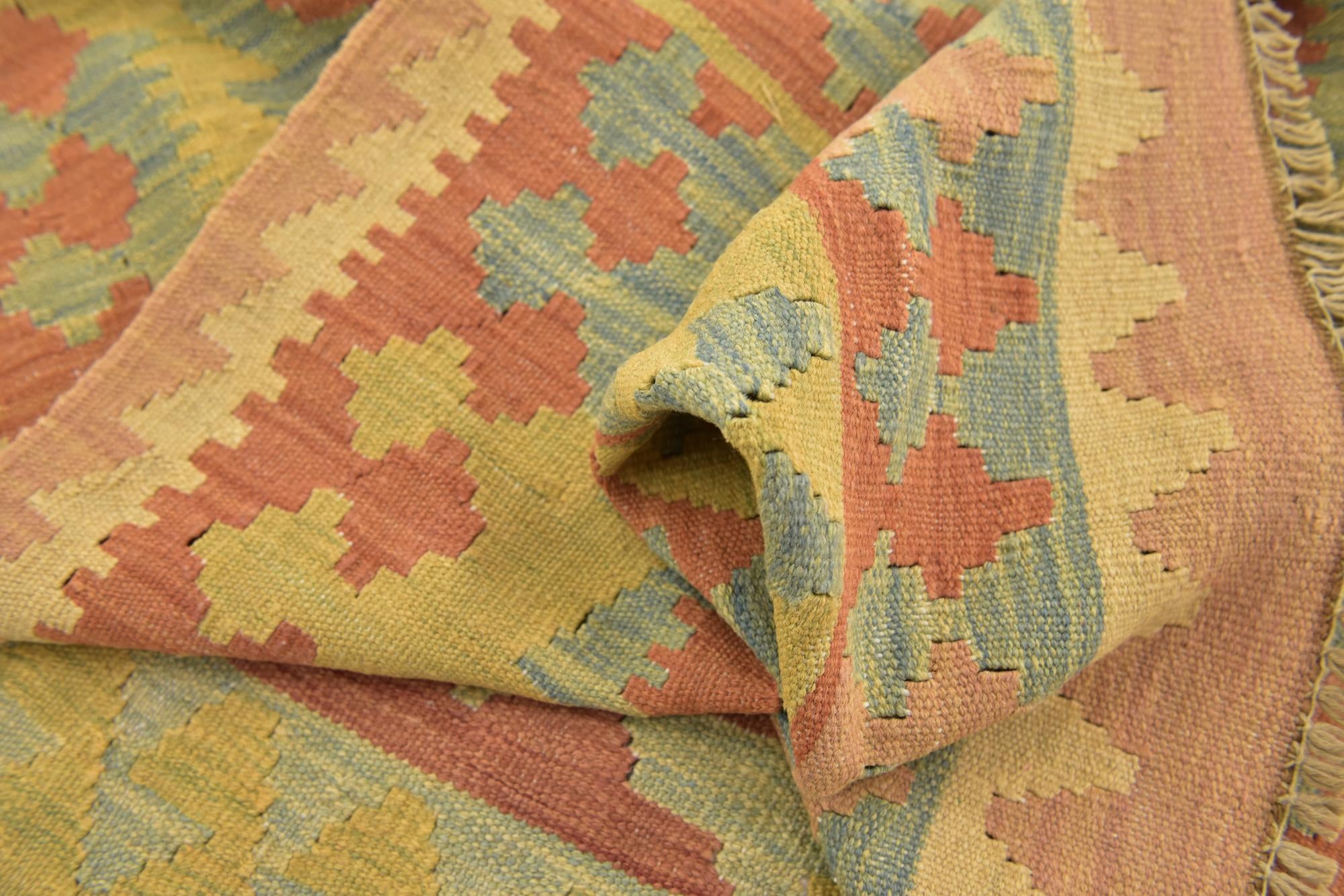 2' 8 x 4' 2 Hand Woven Kilim Waziri Wool Rug