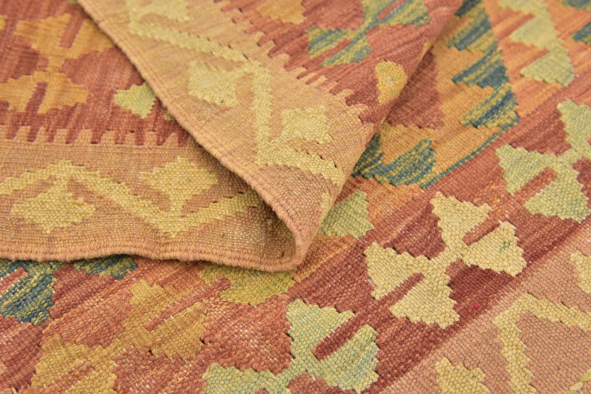 2' 7 x 4' 2 Hand Woven Kilim Waziri Wool Rug