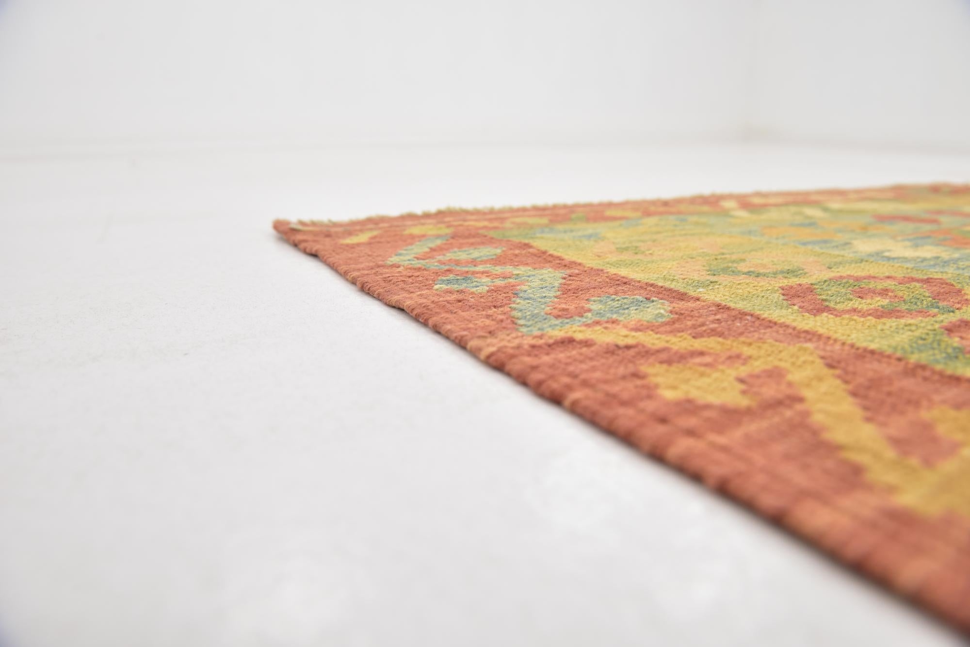 2' 9 x 4' 4 Hand Woven Kilim Waziri Wool Rug