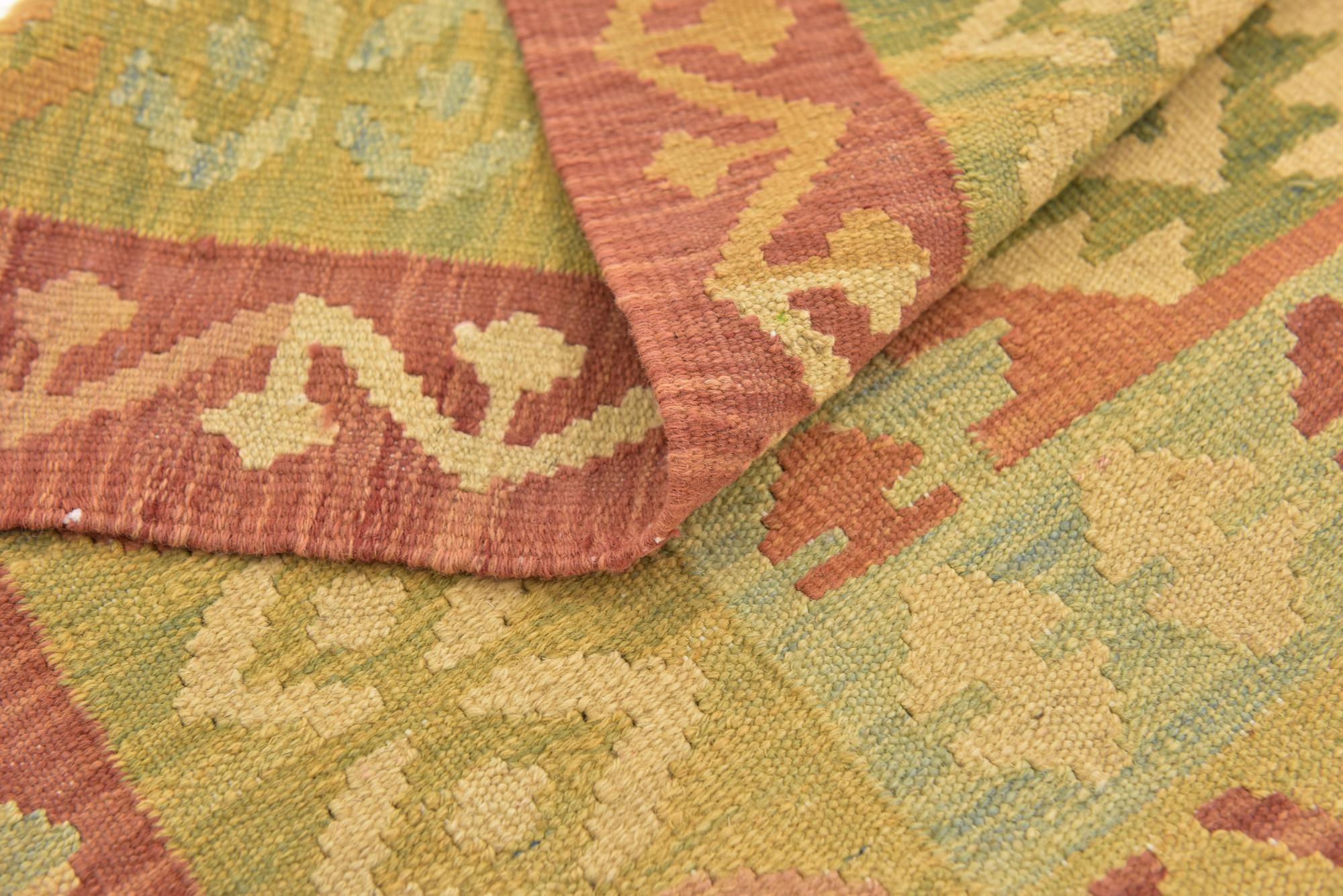 2' 9 x 4' 4 Hand Woven Kilim Waziri Wool Rug