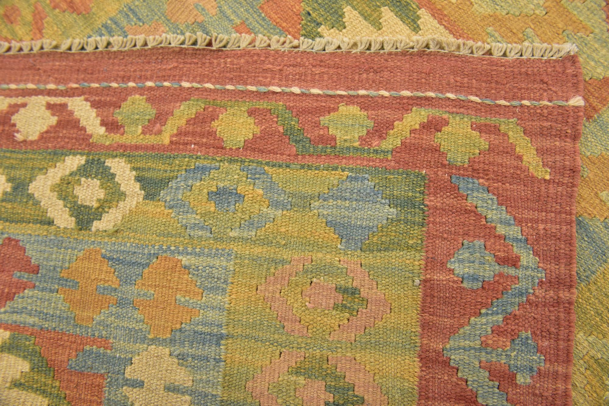 2' 9 x 4' 4 Hand Woven Kilim Waziri Wool Rug