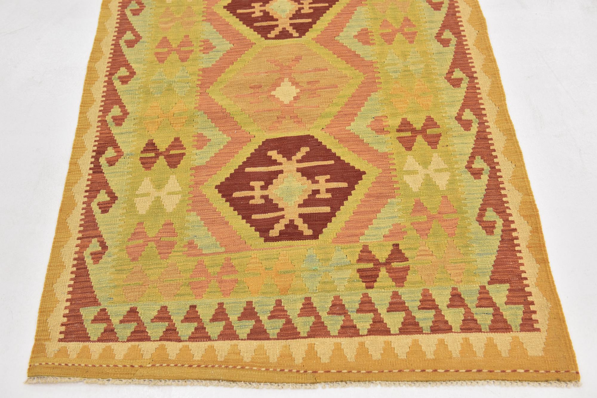 3' 3 x 5' Hand Woven Kilim Waziri Wool Rug