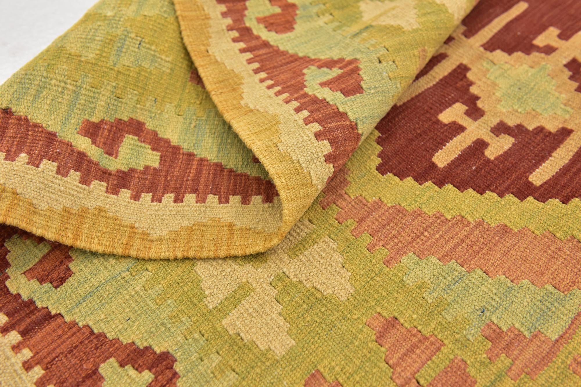 3' 3 x 5' Hand Woven Kilim Waziri Wool Rug