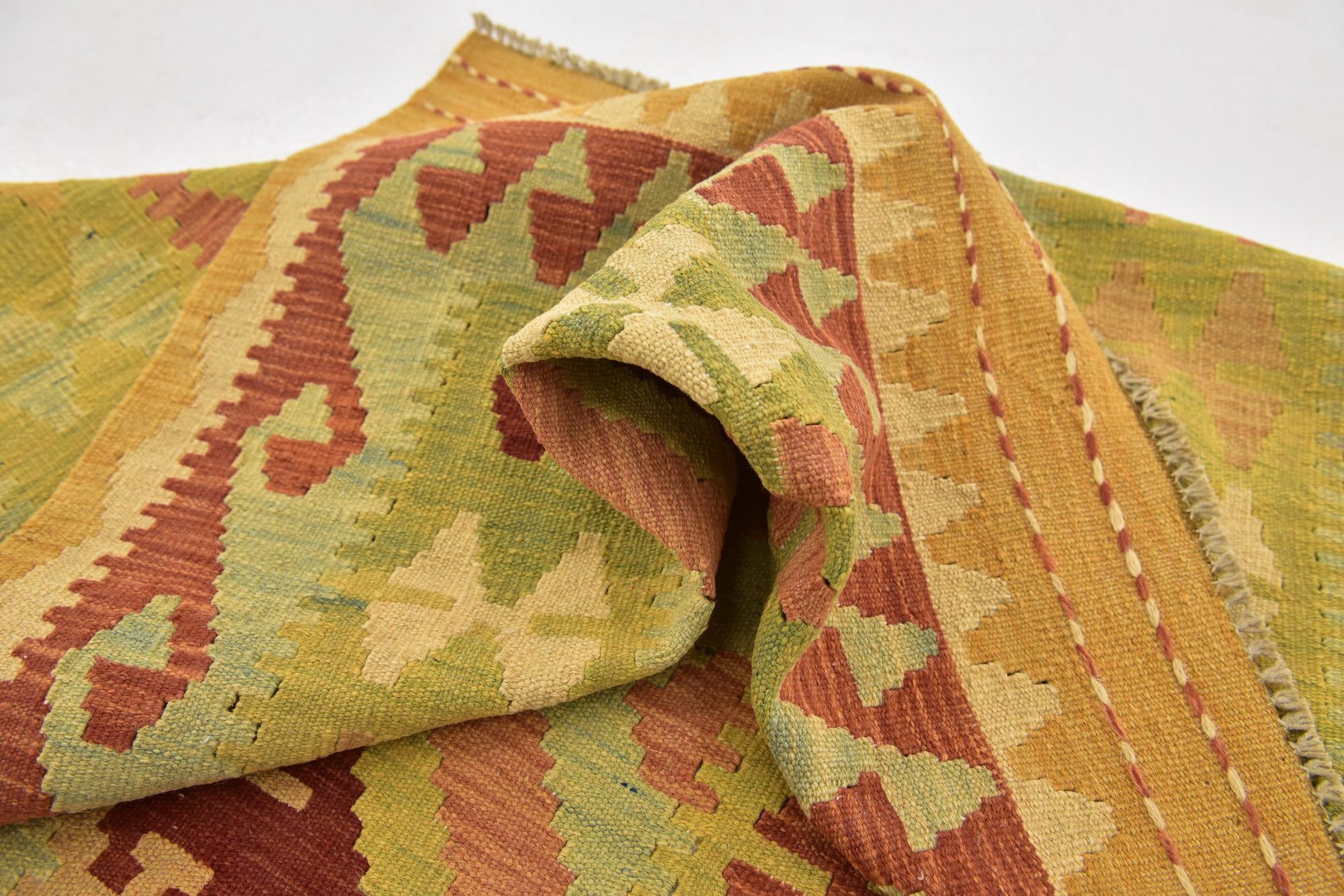 3' 3 x 5' Hand Woven Kilim Waziri Wool Rug