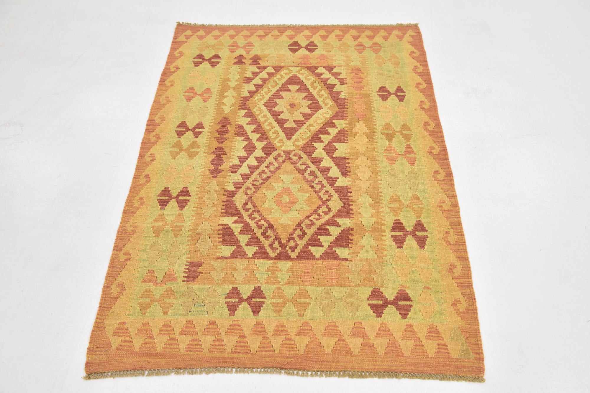 3' 3 x 4' 9 Hand Woven Kilim Waziri Wool Rug
