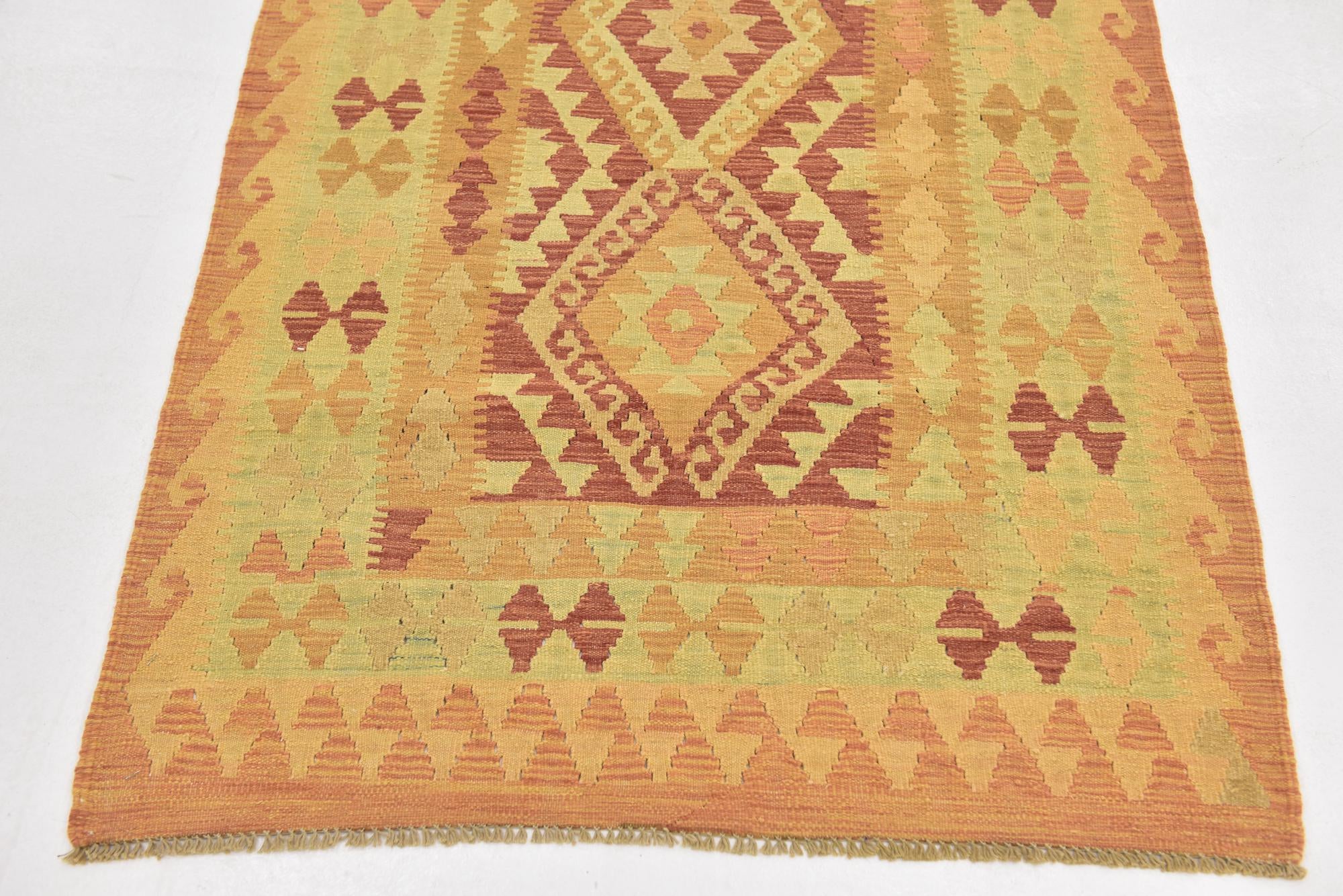 3' 3 x 4' 9 Hand Woven Kilim Waziri Wool Rug