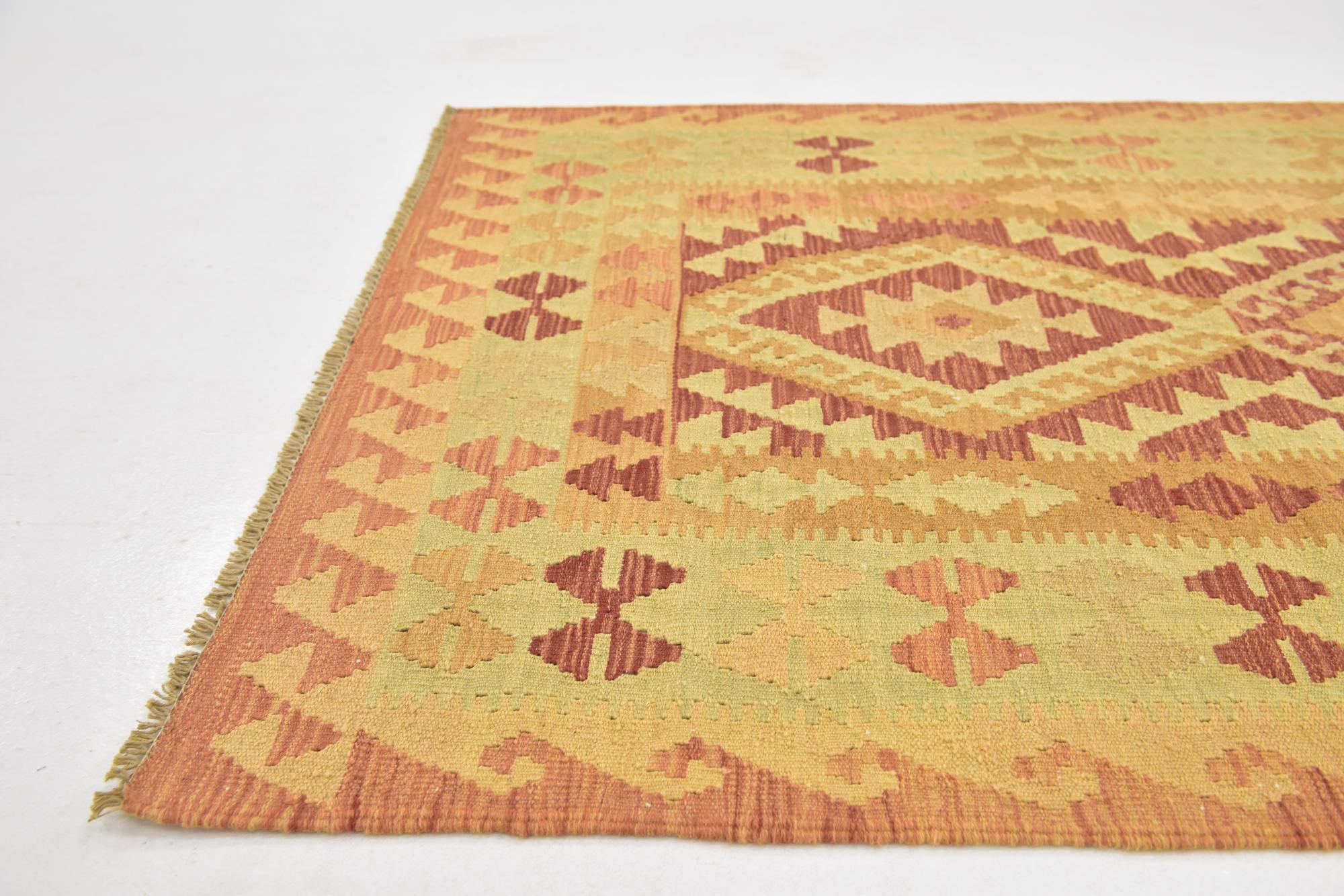 3' 3 x 4' 9 Hand Woven Kilim Waziri Wool Rug