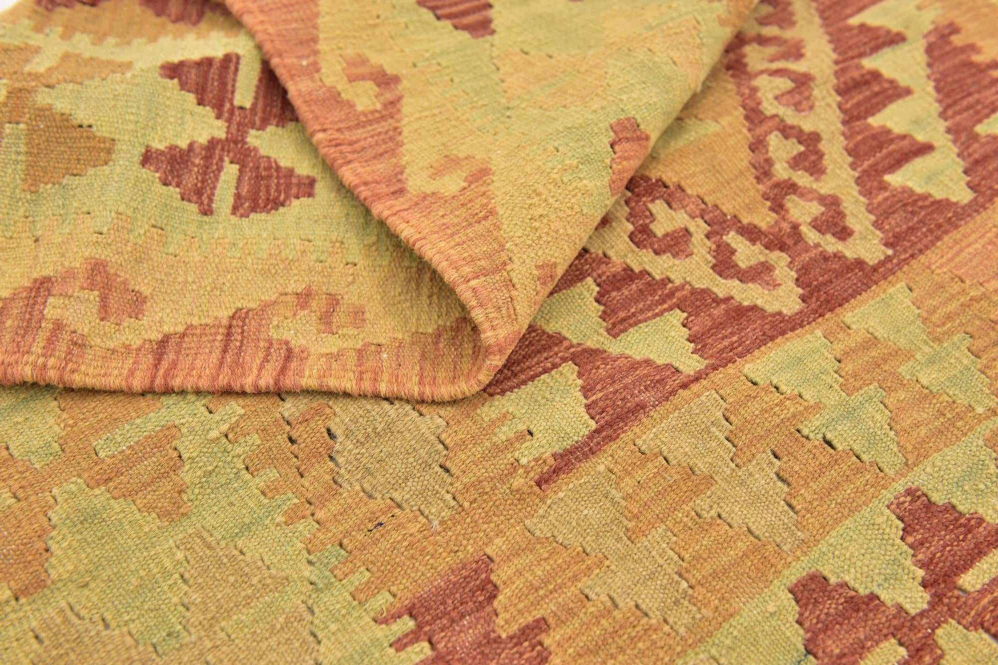 3' 3 x 4' 9 Hand Woven Kilim Waziri Wool Rug
