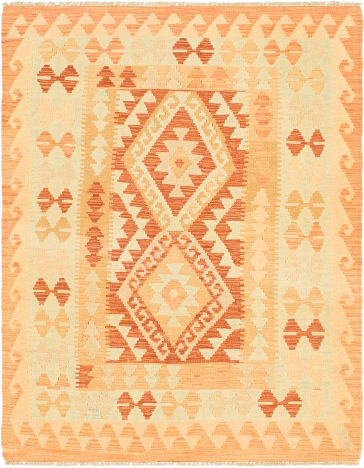 Detail image of 3' 3 x 4' 9 Hand Woven Kilim Waziri Wool Rug