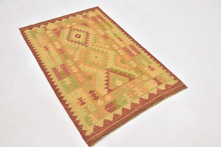 3' 2 x 5' Hand Woven Kilim Waziri Wool Rug
