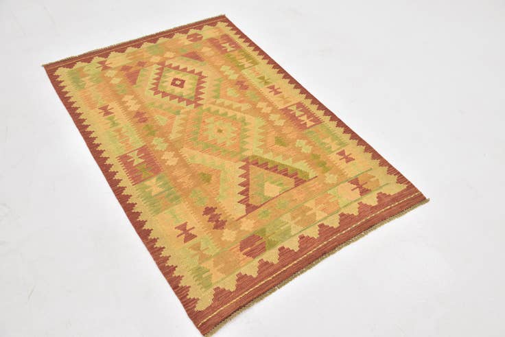 Detail image of 3' 2 x 5' Hand Woven Kilim Waziri Wool Rug