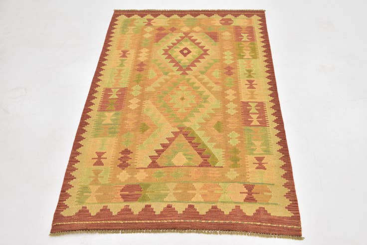 Detail image of 3' 2 x 5' Hand Woven Kilim Waziri Wool Rug