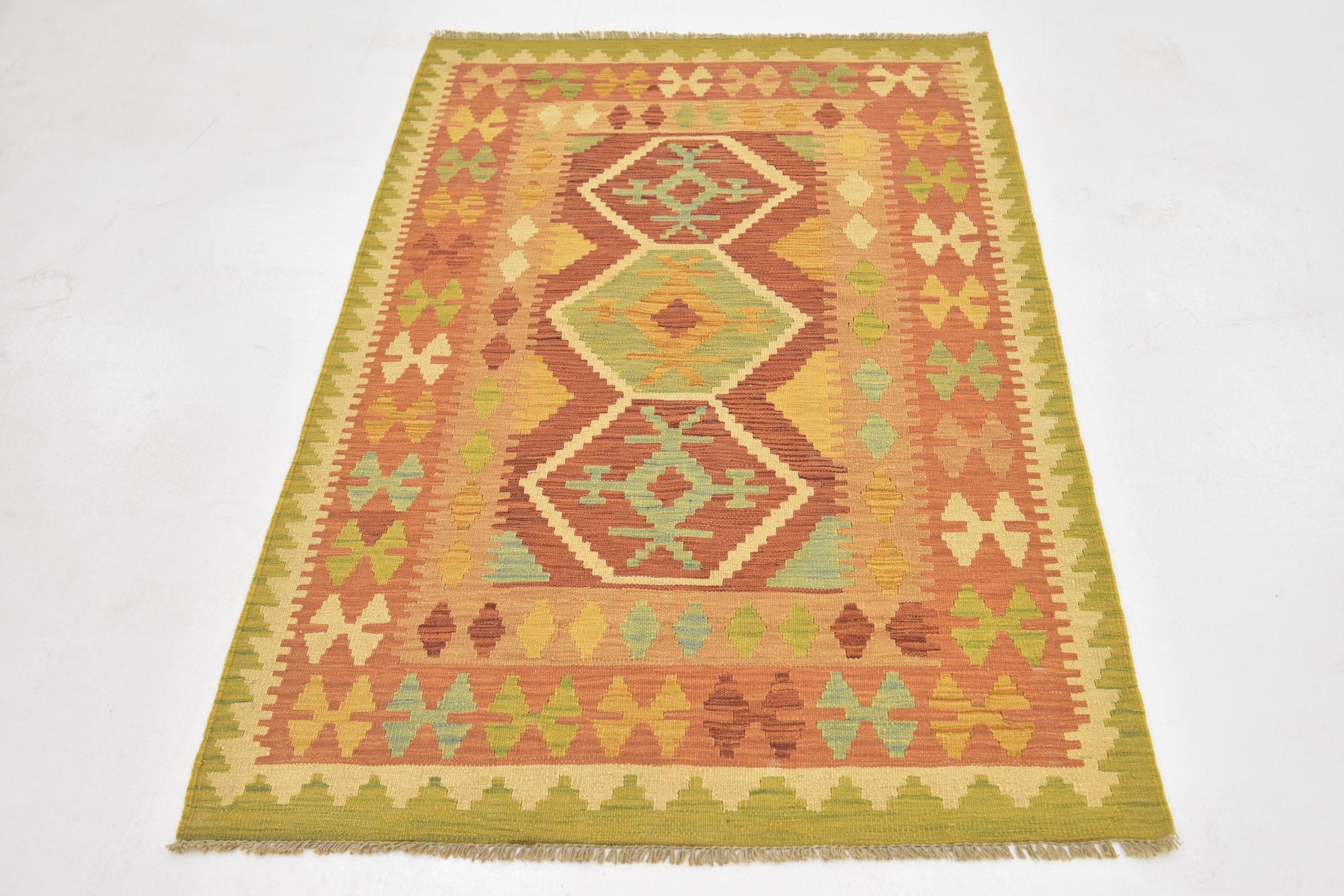 3' 3 x 5' Hand Woven Kilim Waziri Wool Rug