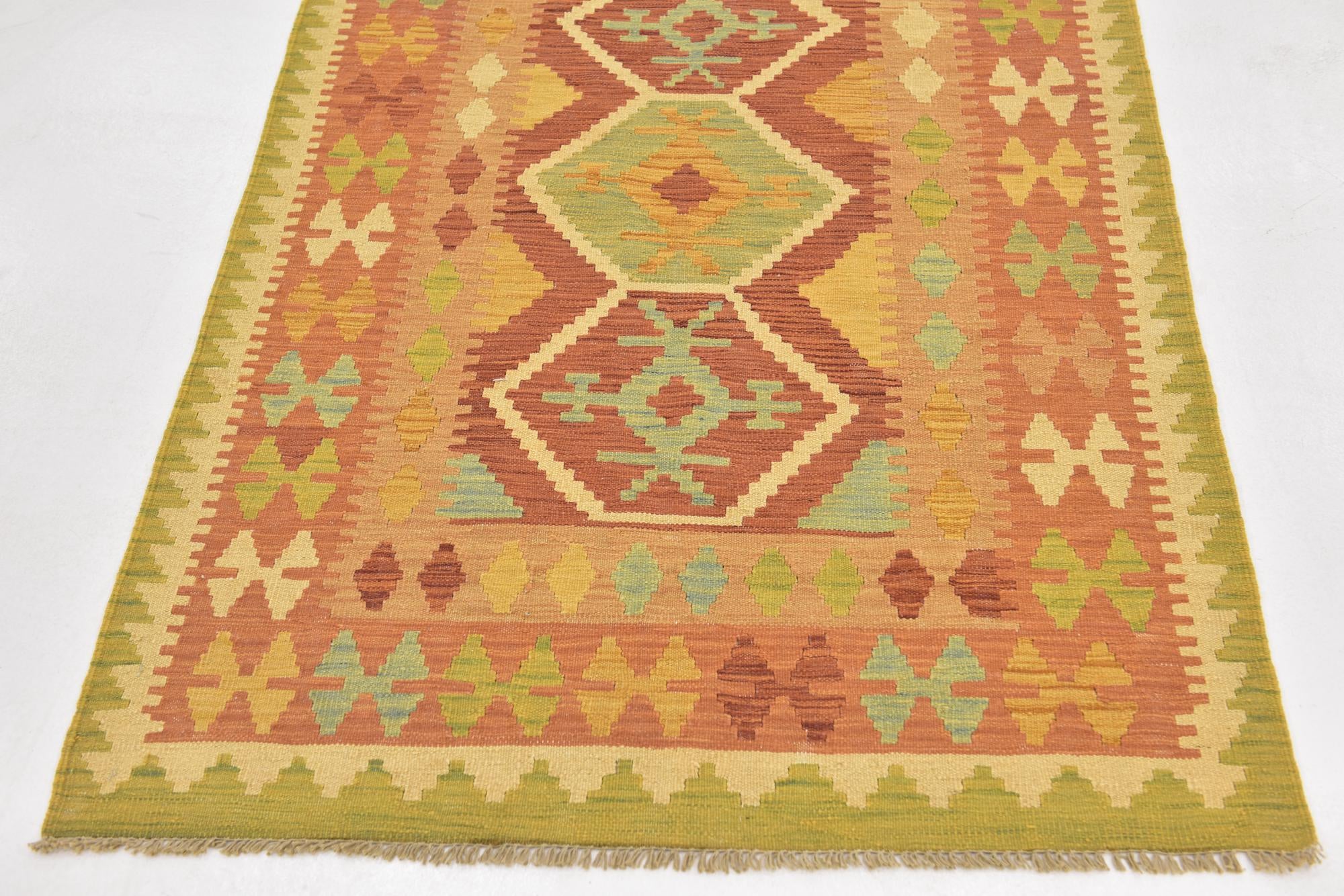 3' 3 x 5' Hand Woven Kilim Waziri Wool Rug