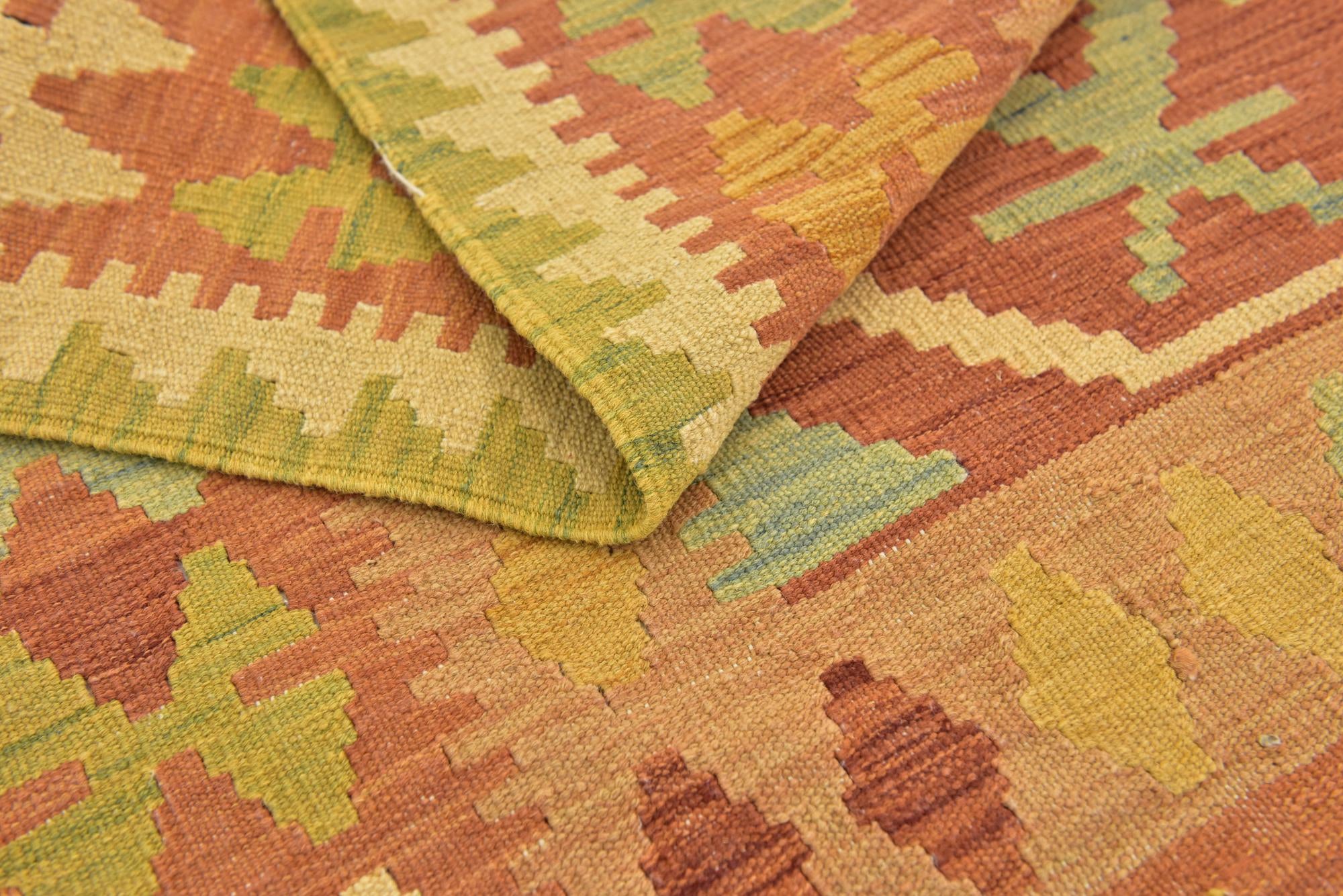 3' 3 x 5' Hand Woven Kilim Waziri Wool Rug
