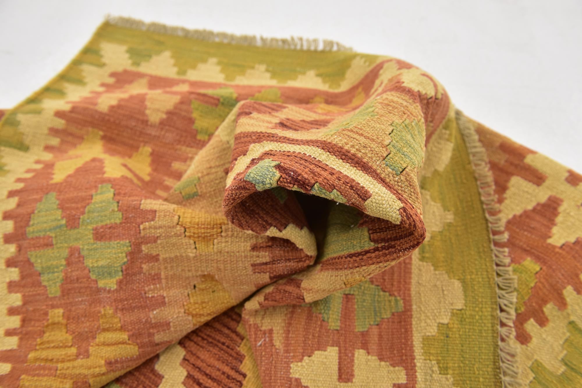 3' 3 x 5' Hand Woven Kilim Waziri Wool Rug
