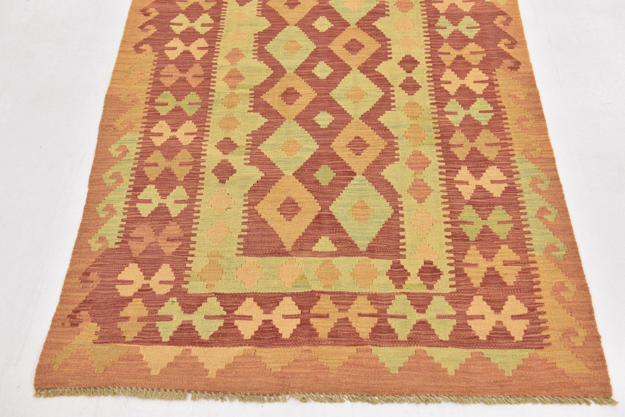 3' x 4' 10 Hand Woven Kilim Waziri Wool Rug