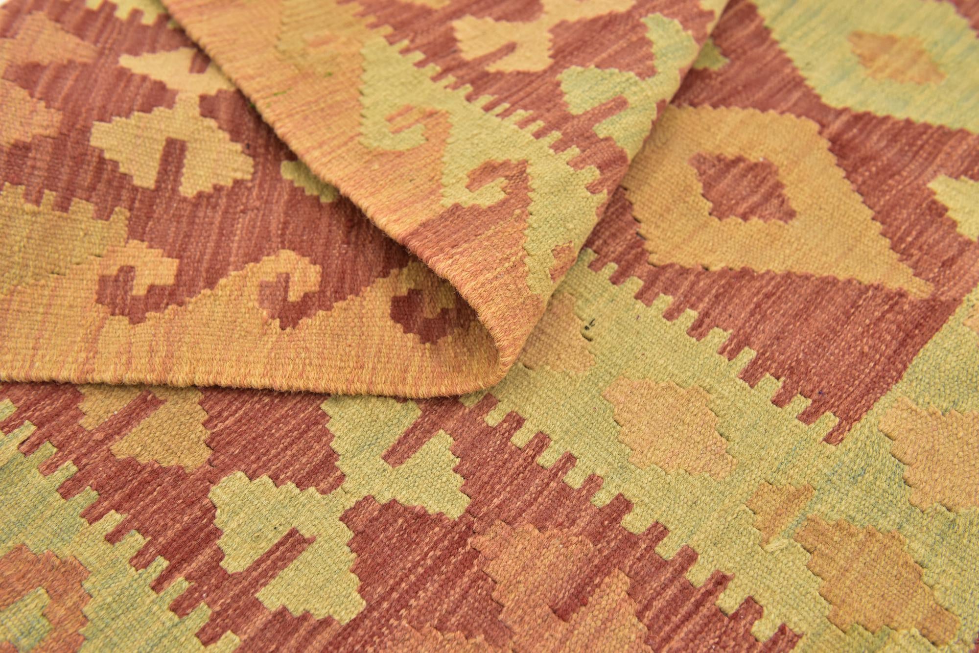 3' x 4' 10 Hand Woven Kilim Waziri Wool Rug