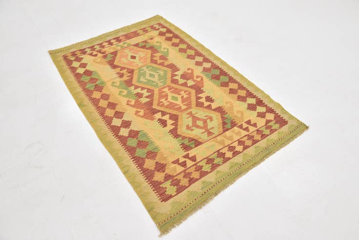Detail image of 3' 4 x 5' 2 Hand Woven Kilim Waziri Wool Rug