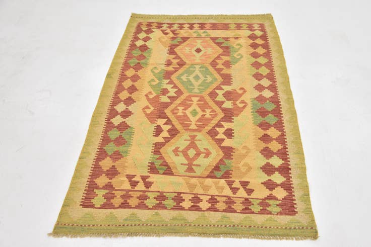 Detail image of 3' 4 x 5' 2 Hand Woven Kilim Waziri Wool Rug