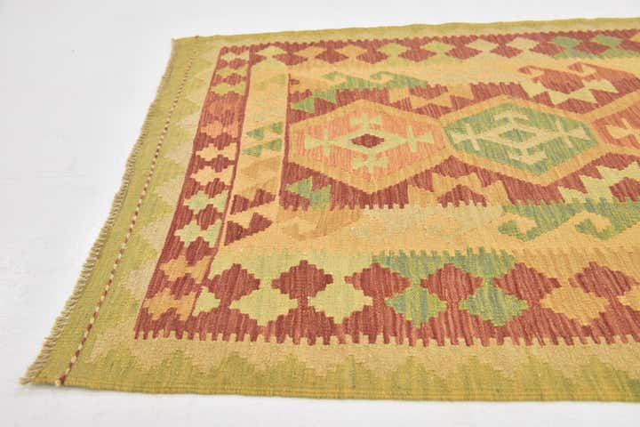 3' 4 x 5' 2 Hand Woven Kilim Waziri Wool Rug