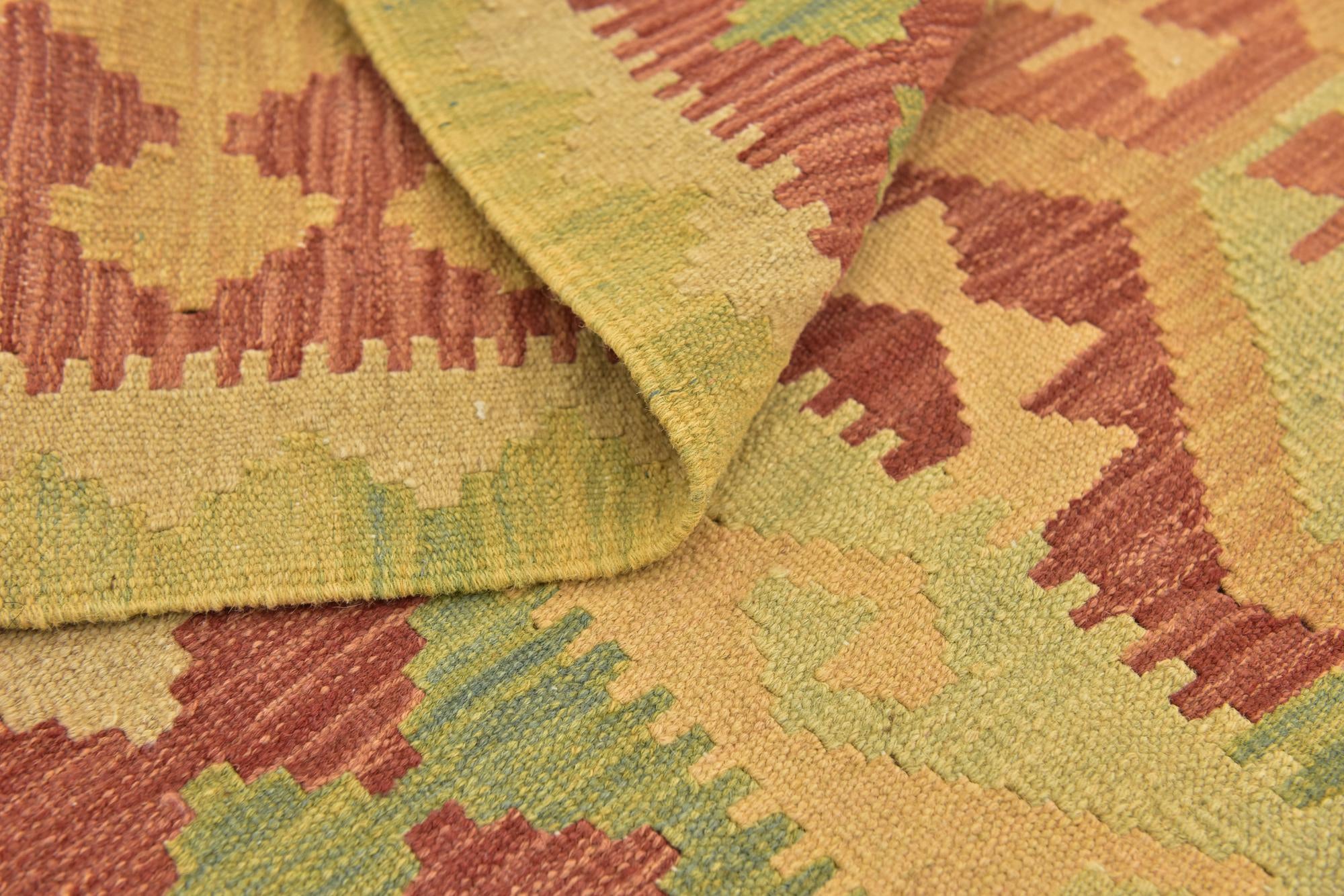 3' 4 x 5' 2 Hand Woven Kilim Waziri Wool Rug