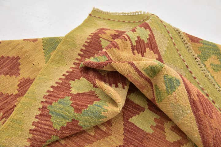 3' 4 x 5' 2 Hand Woven Kilim Waziri Wool Rug