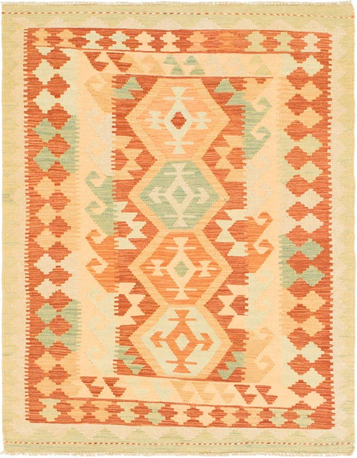 Detail image of 3' 4 x 5' 2 Hand Woven Kilim Waziri Wool Rug