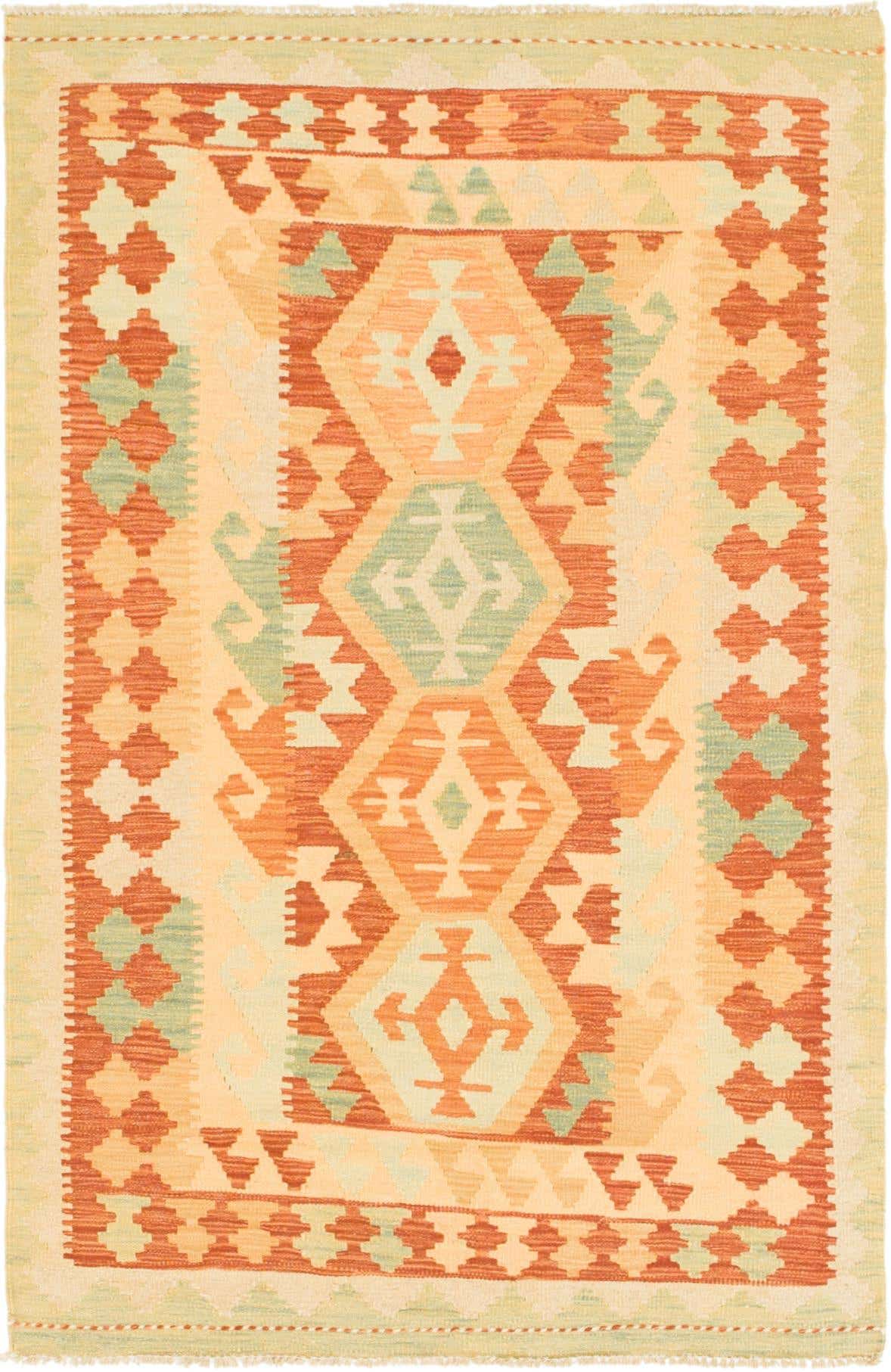 3' 4 x 5' 2 Hand Woven Kilim Waziri Wool Rug