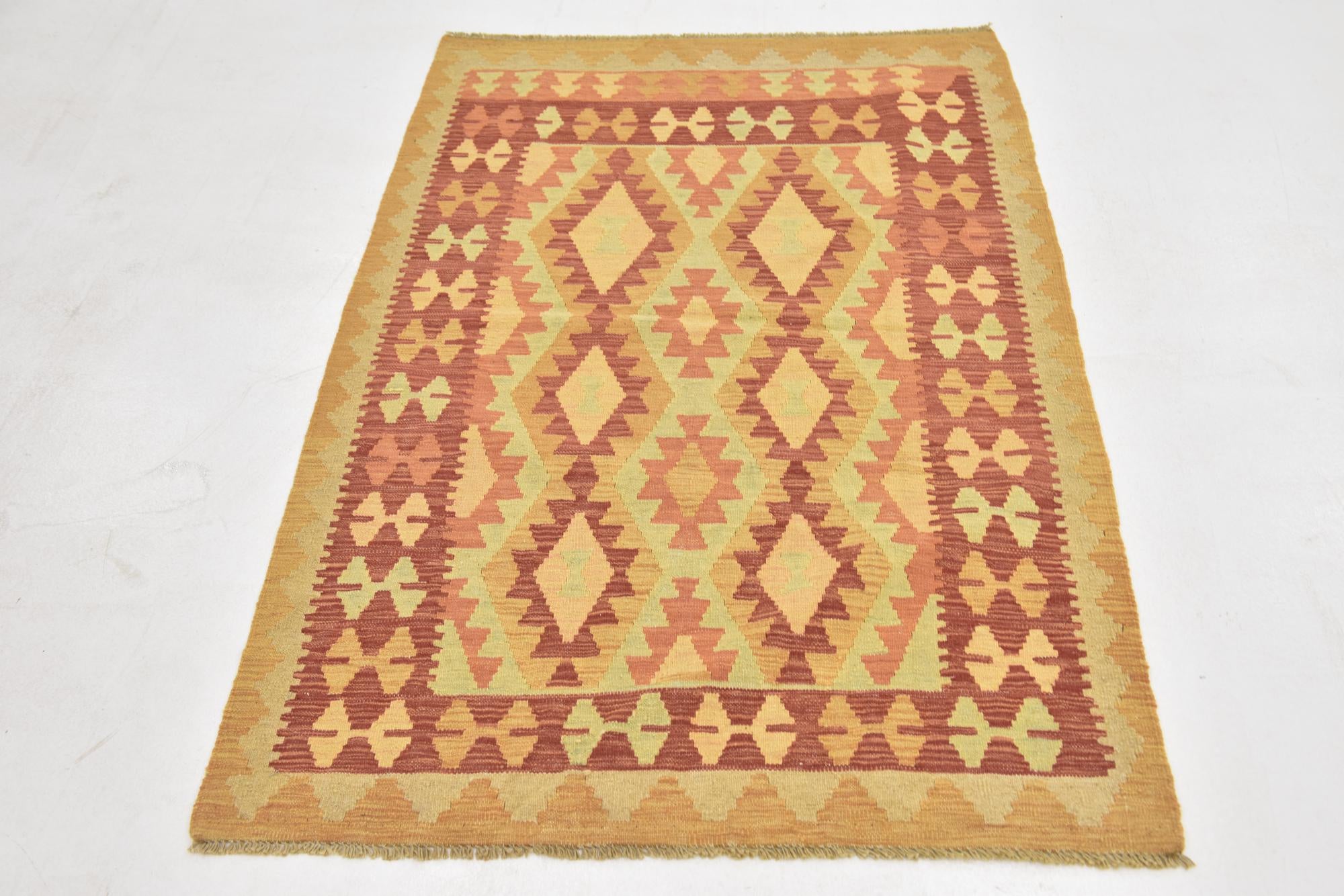 3' 3 x 5' Hand Woven Kilim Waziri Wool Rug