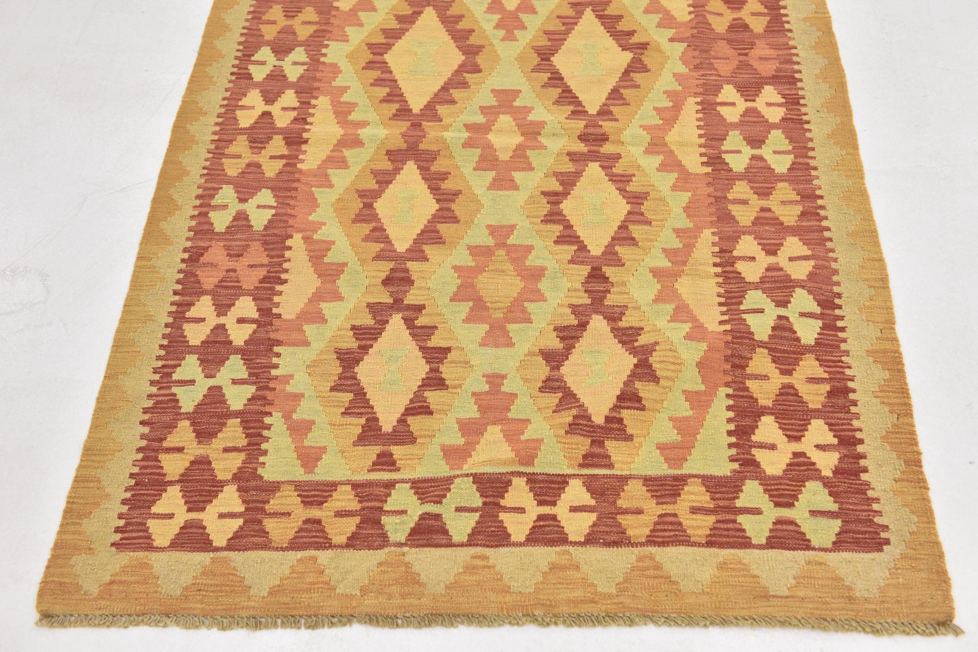 3' 3 x 5' Hand Woven Kilim Waziri Wool Rug