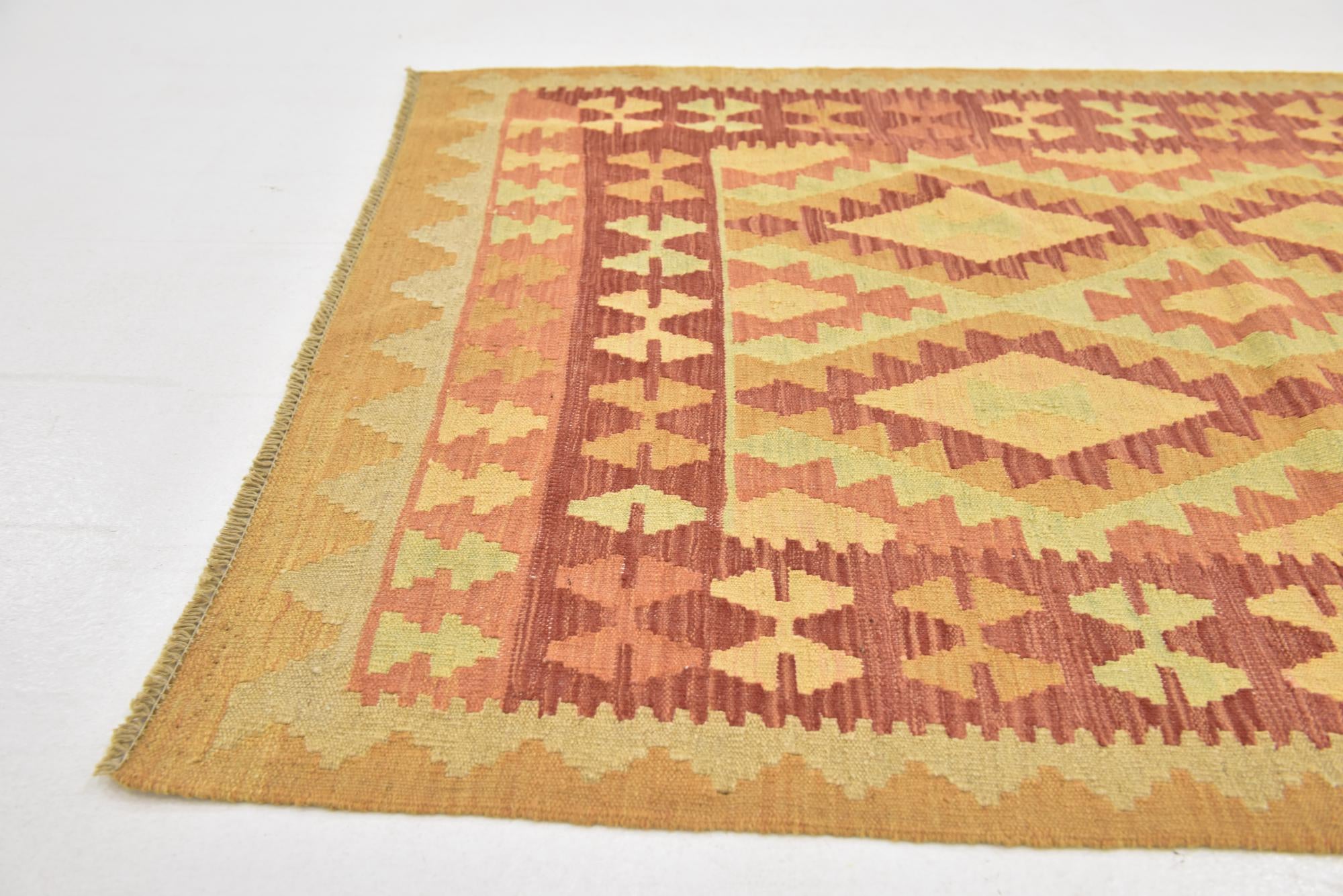 3' 3 x 5' Hand Woven Kilim Waziri Wool Rug