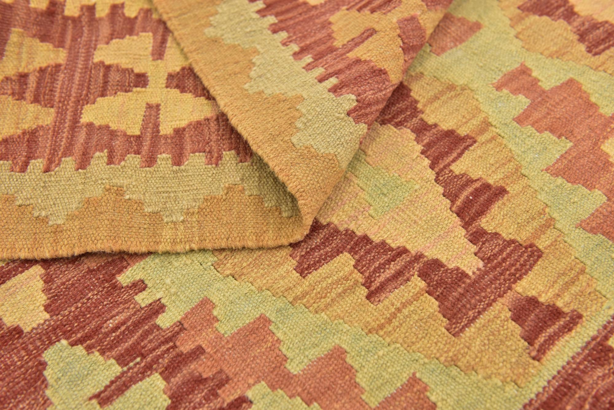 3' 3 x 5' Hand Woven Kilim Waziri Wool Rug