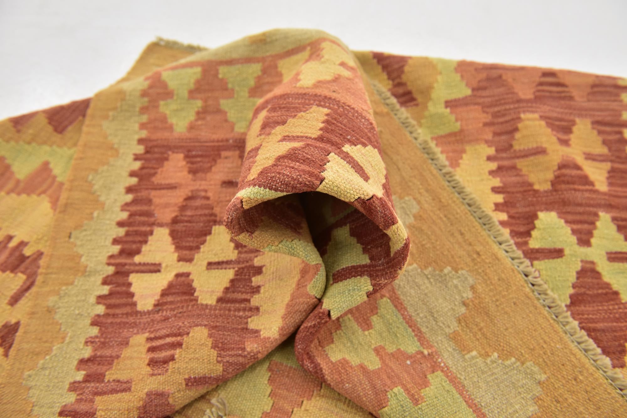 3' 3 x 5' Hand Woven Kilim Waziri Wool Rug