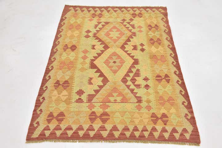 3' 5 x 4' 10 Hand Woven Kilim Waziri Wool Rug