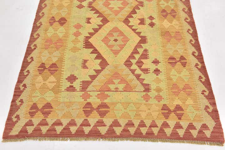 3' 5 x 4' 10 Hand Woven Kilim Waziri Wool Rug