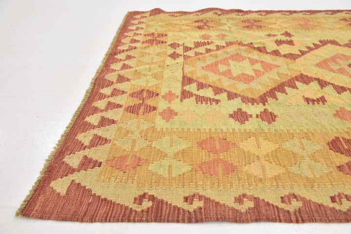 3' 5 x 4' 10 Hand Woven Kilim Waziri Wool Rug