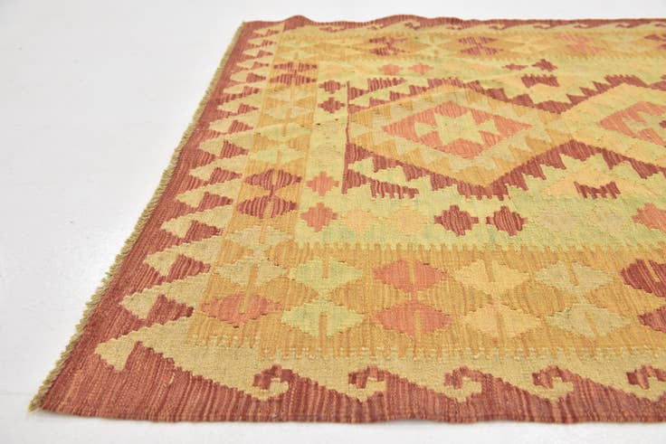 Detail image of 3' 5 x 4' 10 Hand Woven Kilim Waziri Wool Rug
