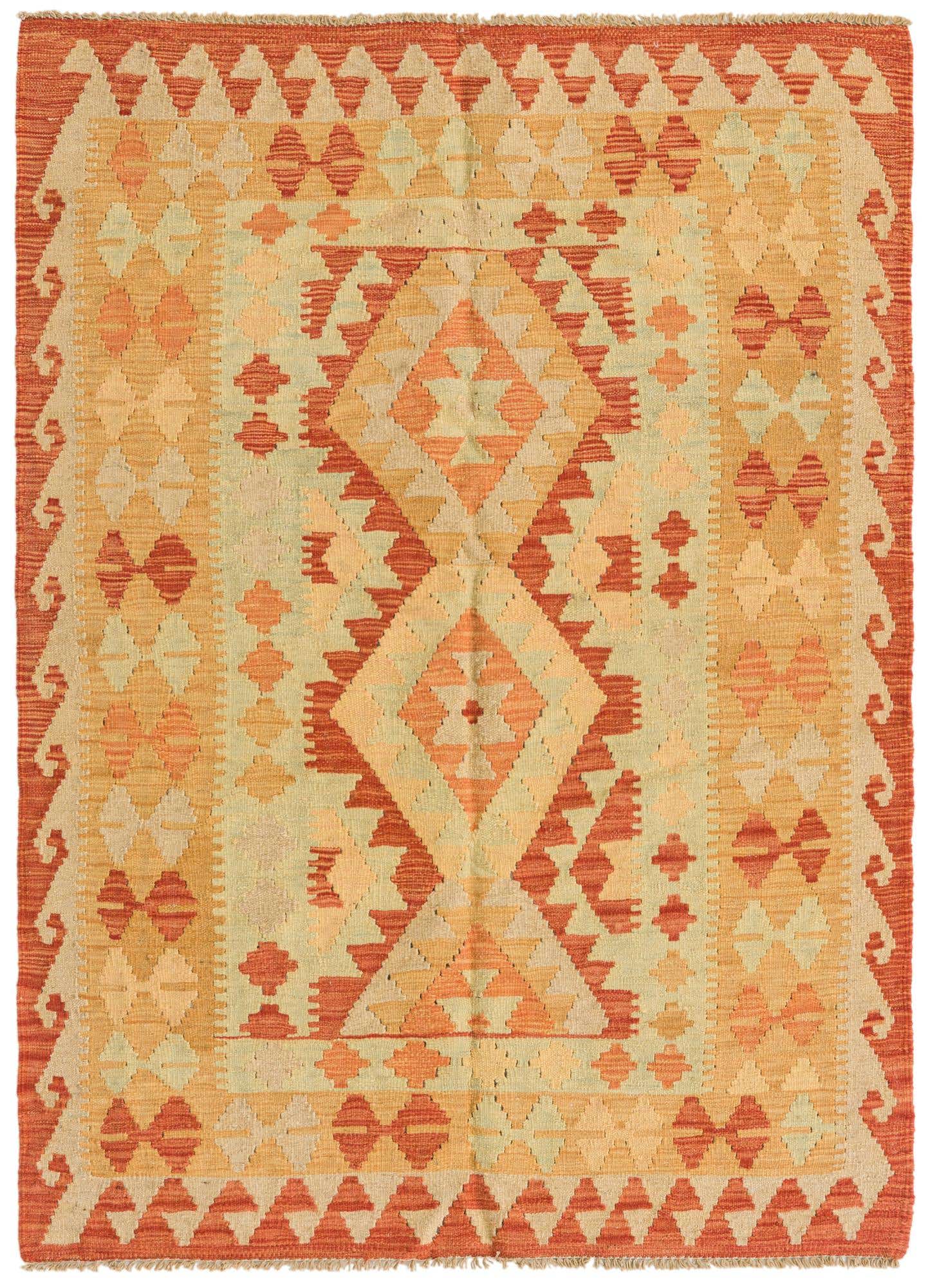 3' 5 x 4' 10 Hand Woven Kilim Waziri Wool Rug